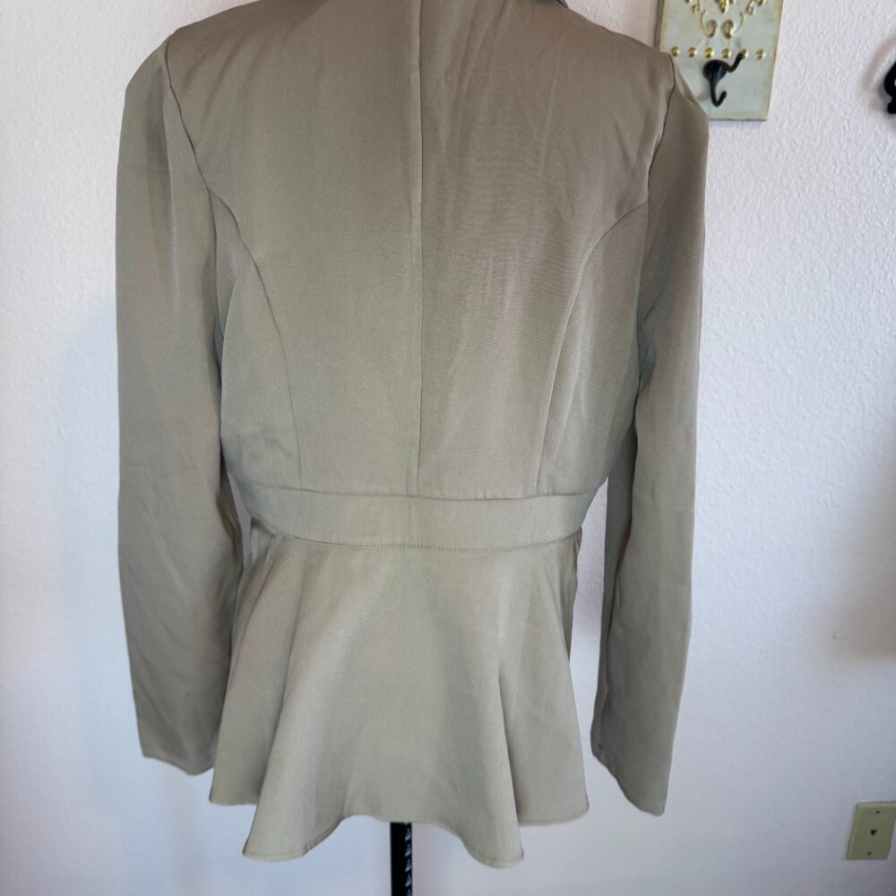NWT Made with Love Single Button Peplum Blazer Large Tan - Picture 6 of 9